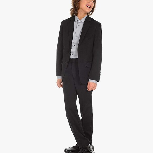 Calvin Klein Boys Black Suit Set 3 Piece Formal Outfit + Dress Shirt Sz 8 | Wedd - Picture 2 of 16